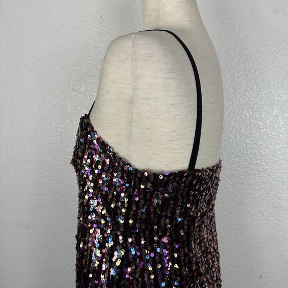 Zara Dress Women Size Medium Rainbow Sequin Mini Tank Party Glitter Disco - Picture 9 of 16